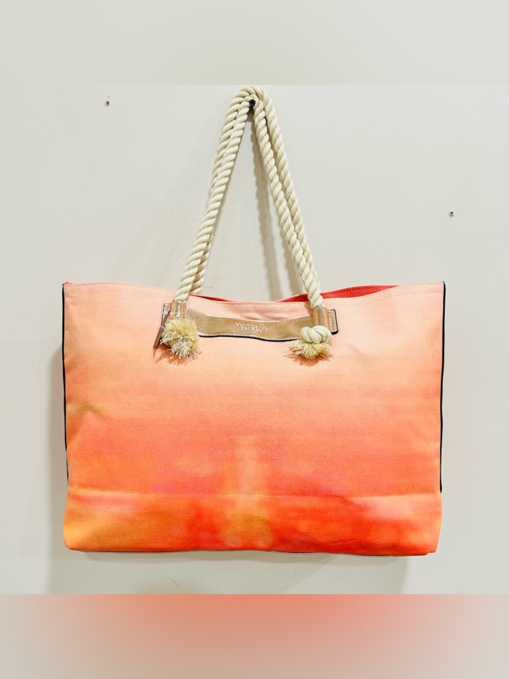 NWT Victoria's Secret Bombshell‎ Sundrenched Canvas Travel Tote Carry Beach Bag